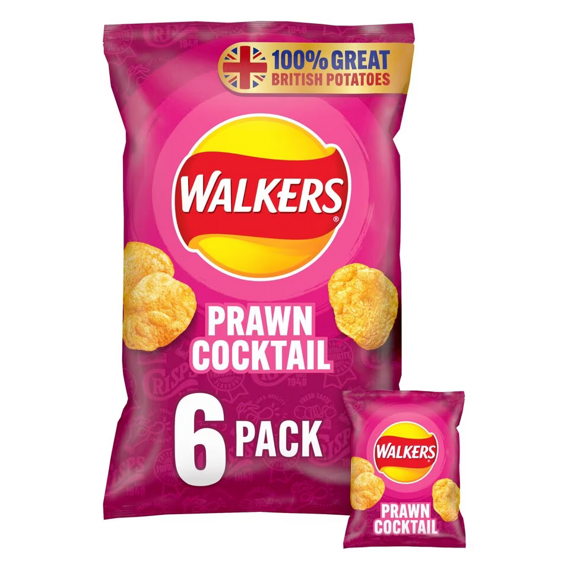 Walkers prawn cocktail chips 6 x 25 g