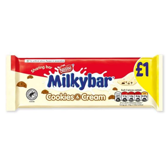 Milkybar bílá čokoláda s příchutí sušenek a smetany 90 g PM