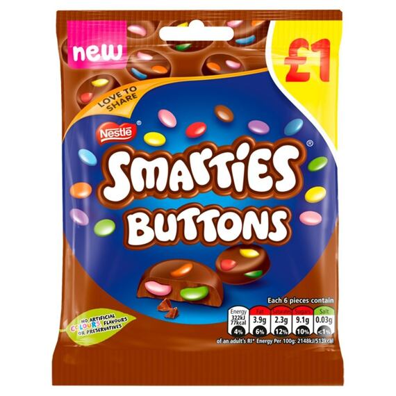 Smarties čokoládové knoflíčky plněné mini barevnými bonbonky 78 g PM