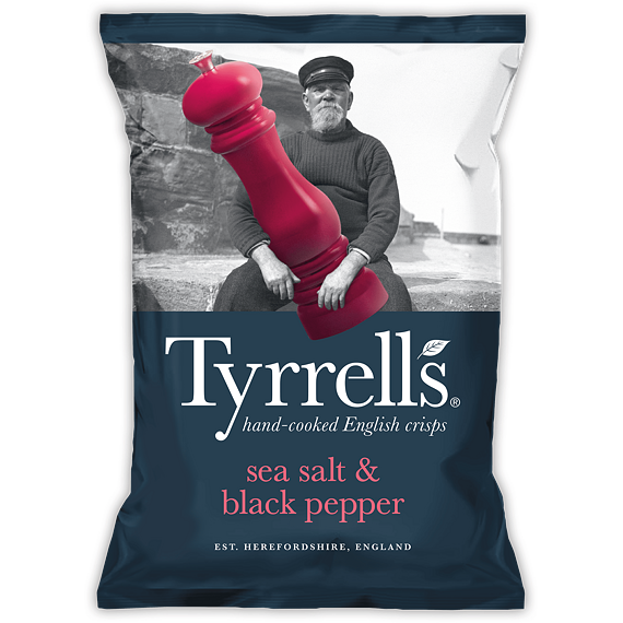 Tyrrells chipsy s příchutí mořské soli a černého pepře 150 g