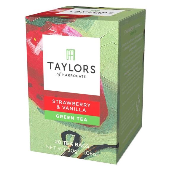 Taylors of Harrogate zelený čaj s příchutí jahody a vanilky 20 ks 30 g