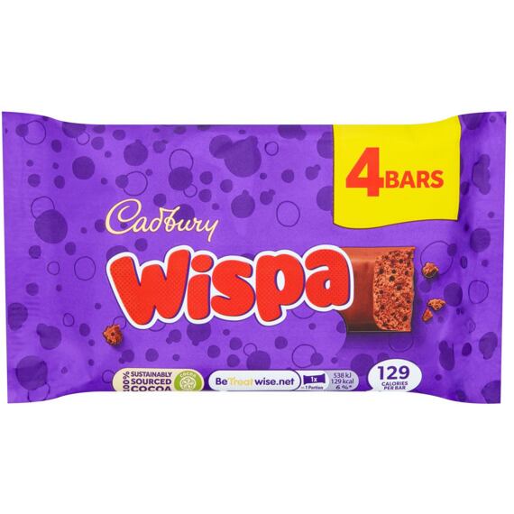 Cadbury Wispa čokoládové tyčinky s bublinkami 4 x 23,5 g