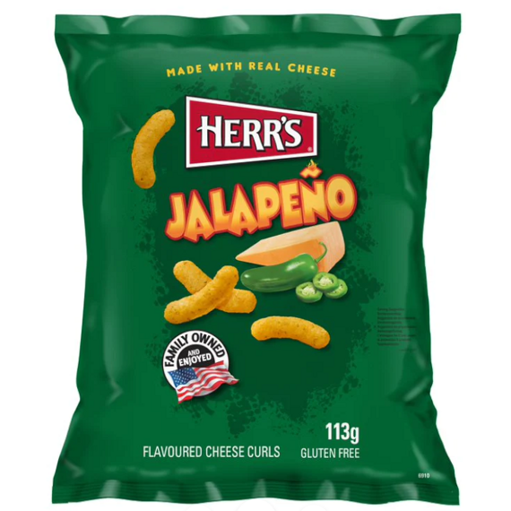 Herr's hot cheese Jalapeño pepper curls 113 g