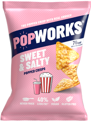 Popworks kukuřičné chipsy se sladko-slanou příchutí 85 g