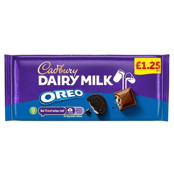 Cadbury milk chocolate with Oreo cookies 120 g PM