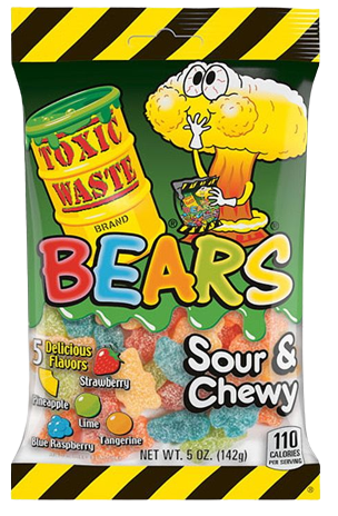 Toxic Waste chewy sour candies in the shape of bears 142 g