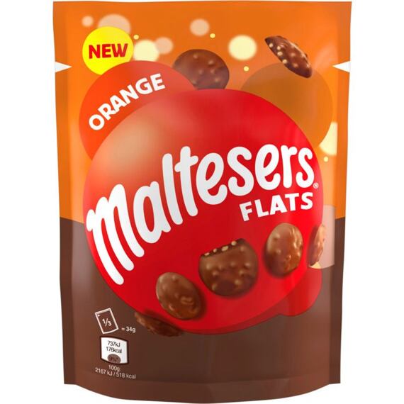 Maltesers Flats kousky čokolády s příchutí pomeranče se sladovými kousky 102 g