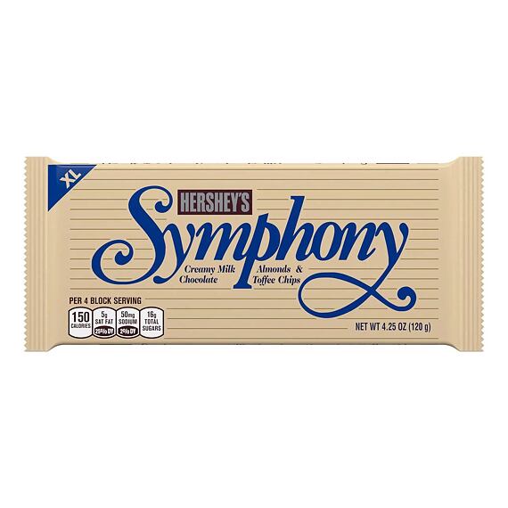 Hershey's Symphony mléčná čokoláda s mandlemi a toffee kousky 120 g
