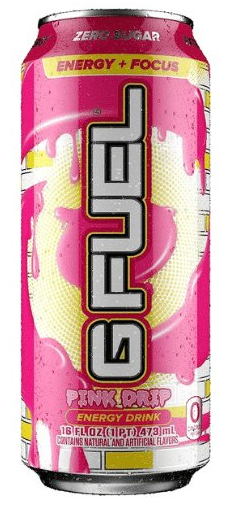 G FUEL Pink Drip sycený energetický nápoj s příchutí jahodových a malinových bonbónů 473 ml