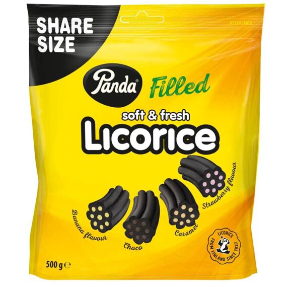 Panda měkké lékořicové pendreky s náplní s různými příchutěmi 500 g