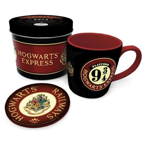 Harry Potter - Hrnek 370 ml a podtácek v plechové dóze Nástupiště 9 a 3/4