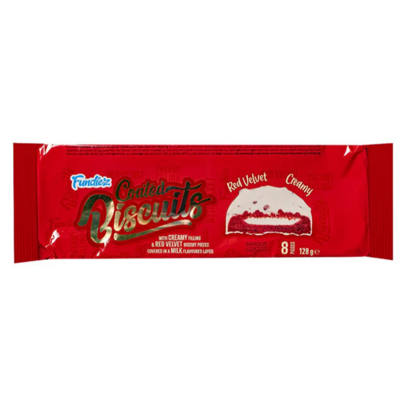 Fundiez sušenky s krémovou náplní s příchutí dortu Red Velvet 128 g