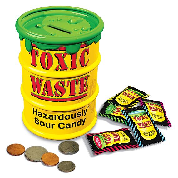 Toxic Waste Money Bank kasička s bonbony 84 g