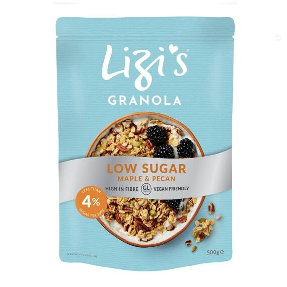 Lizi's granola s nízkým obsahem cukru s příchutí javorového sirupu a pekanů 500 g