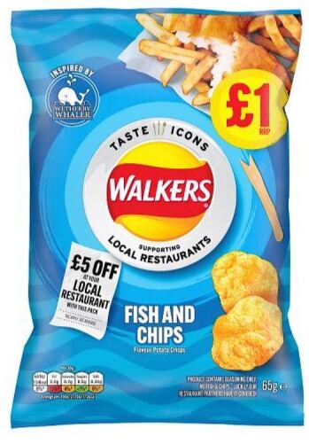 Walkers chipsy s příchutí Fish & Chips 65 g PM