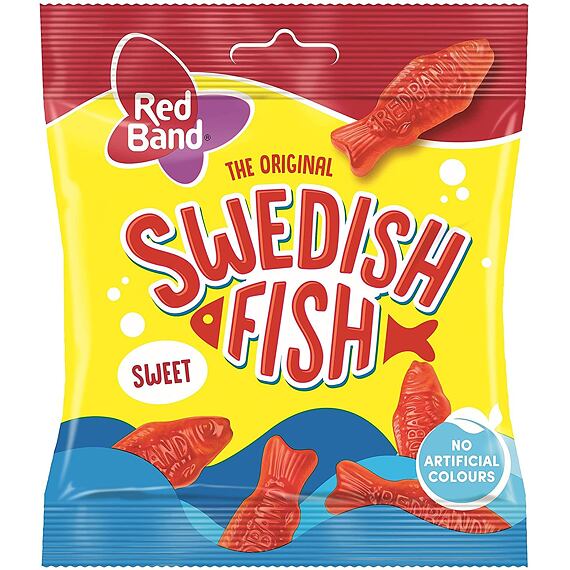 Red Band Swedish Fish žvýkací bonbony s malinovou příchutí 100 g