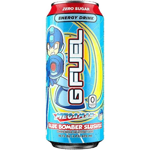 G FUEL Mega Man sycený energetický nápoj s příchutí tříště z modré maliny 473 ml