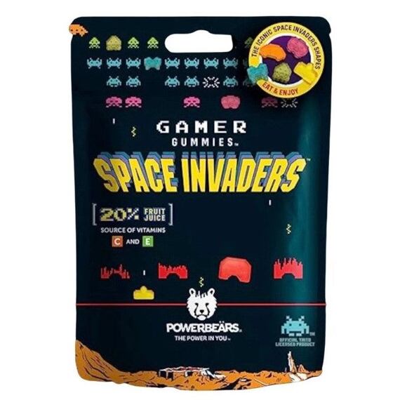 Powerbeärs Space Invaders žvýkací bonbony s ovocnými příchutěmi 125 g
