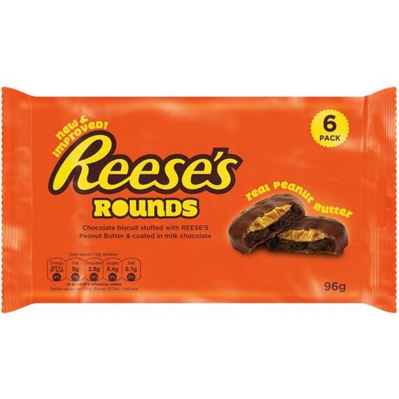 Reese's Rounds sušenky plněné arašídovým máslem s polevou z mléčné čokolády 96 g
