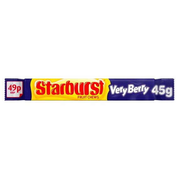 Starburst žvýkací bonbonky s příchutí jahody, borůvky, maliny a brusinky 45 g