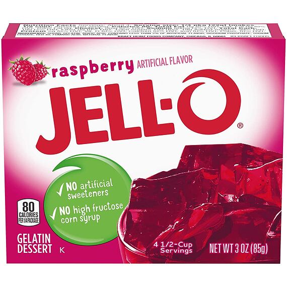 Jell-O instantní želatina s příchutí malin 85 g