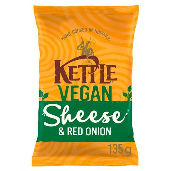 Kettle chipsy s příchutí veganského sýru a červené cibule 135 g
