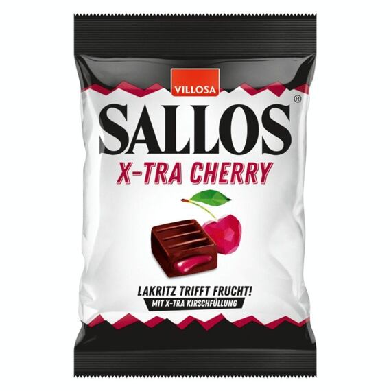 Villosa Sallos X-Tra lékořicové bonbony s třešňovou náplní 150 g
