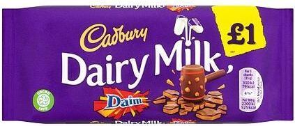 Cadbury milk chocolate with pieces of almond caramel Daim 120 g PM