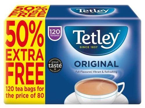 Tetley black tea bags 120 s 50 % 375 g