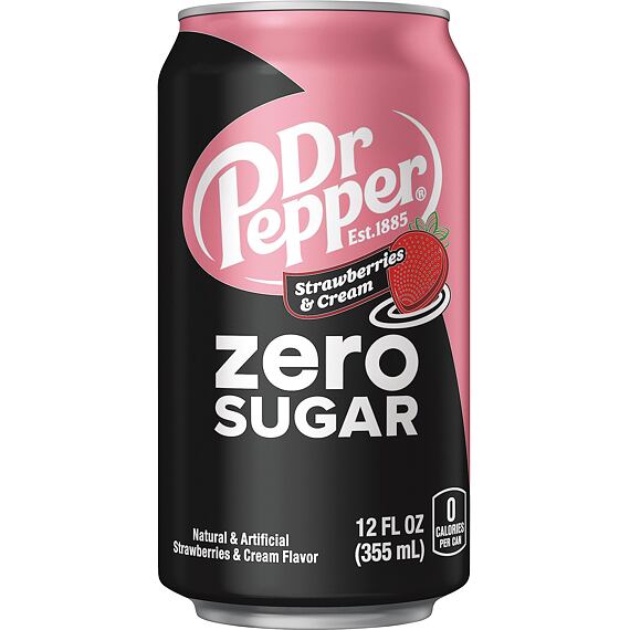 Dr Pepper sycený nápoj s příchutí jahody a smetany bez cukru 355 ml