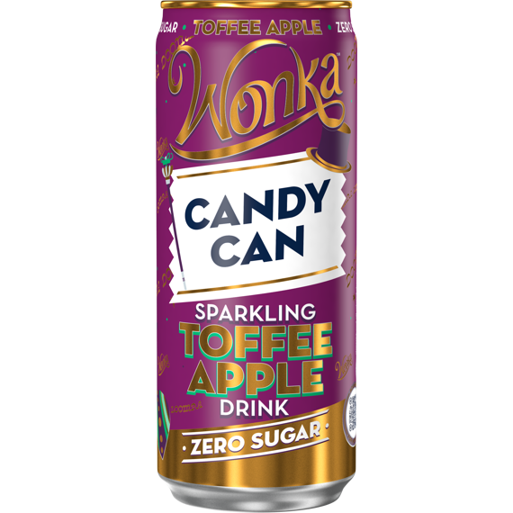 Candy Can Wonka sycená limonáda bez cukru s příchutí karamelového jablka 330 ml