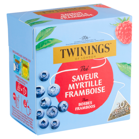 Twinings Bosbes Framboos ovocný čaj s příchutí malin a borůvek 20 ks 30 g