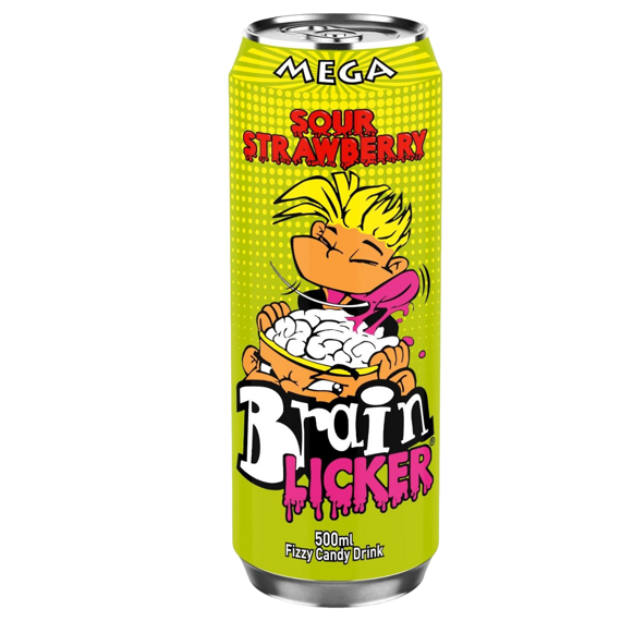 Brain Licker carbonated drink with sour strawberry flavor 500 ml