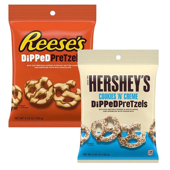 Reese's pretzels with frosting and peanut butter 120 g + Hershey's pretzels with cookie flavor 120 g