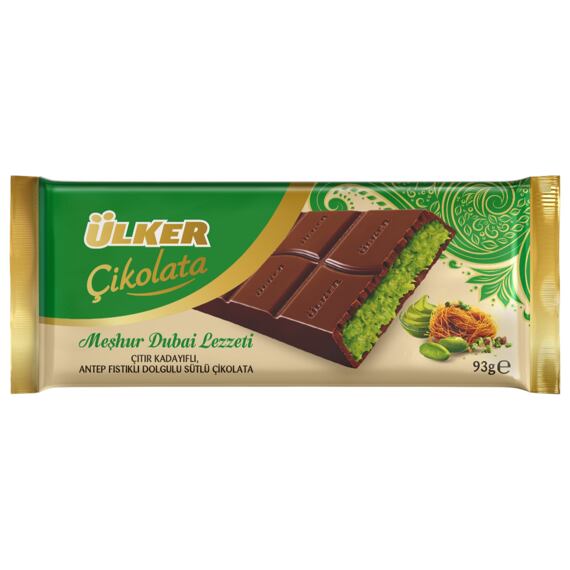 Ülker Dubai milk chocolate with pistachio filling with kadaif 93 g