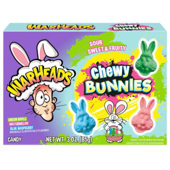 Warheads Bunnies sour chewy candies with fruit flavors in the shape of bunnies 85 g