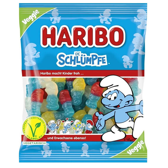Haribo gumové bonbonky ve tvaru šmoulů s ovocnými příchutěmi 100 g